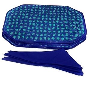 𝅺NEW-8PCS Elephant Design Quilted Placemats/Napkins